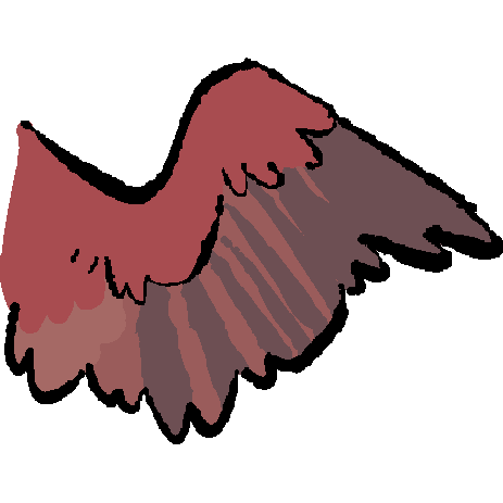 a red bird wing. the feathers closer to the tip have darker red 'stripes'